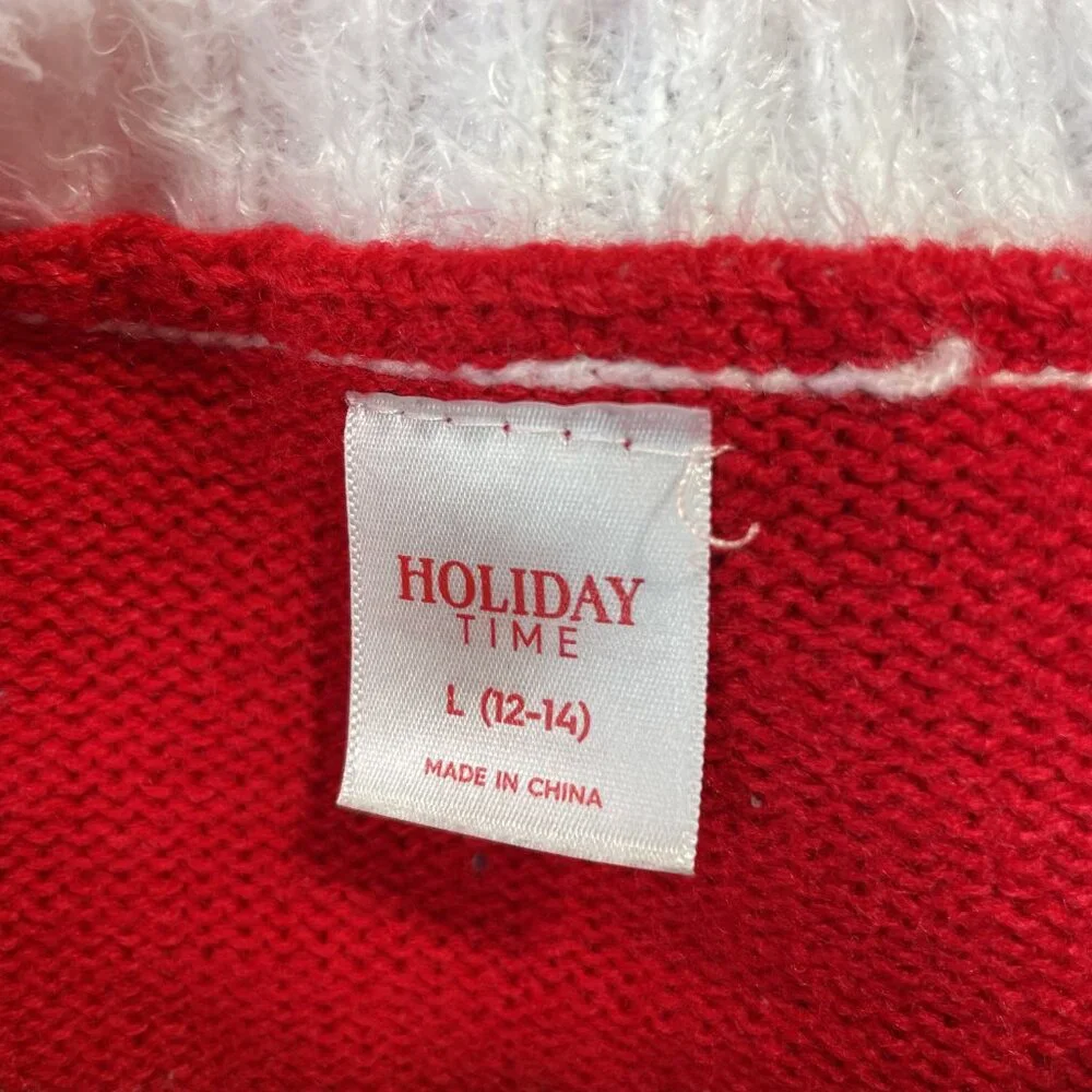 Holiday Time Festive Ugly Christmas Sweater Crew Neck Long Sleeves Size L - Picture 13 of 15